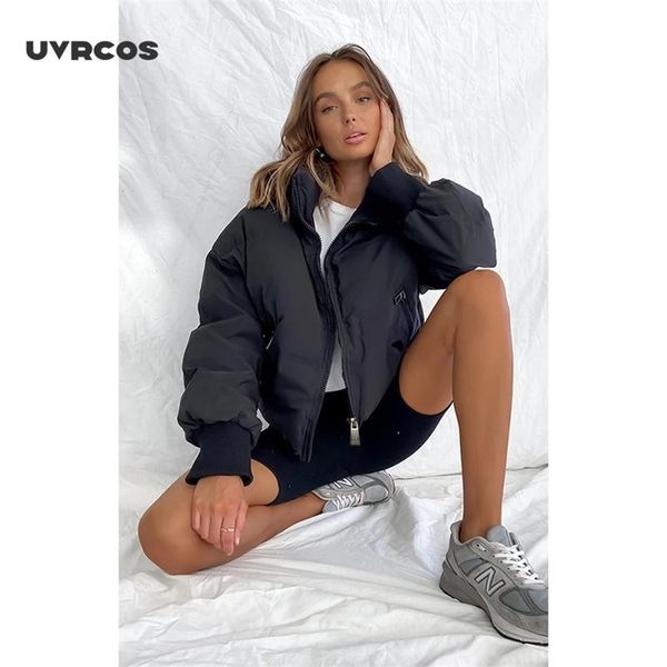 

winter jacket for girls style solid color stand collar cotton coat jacket black and nude women ladies jacke 210712, Black;brown