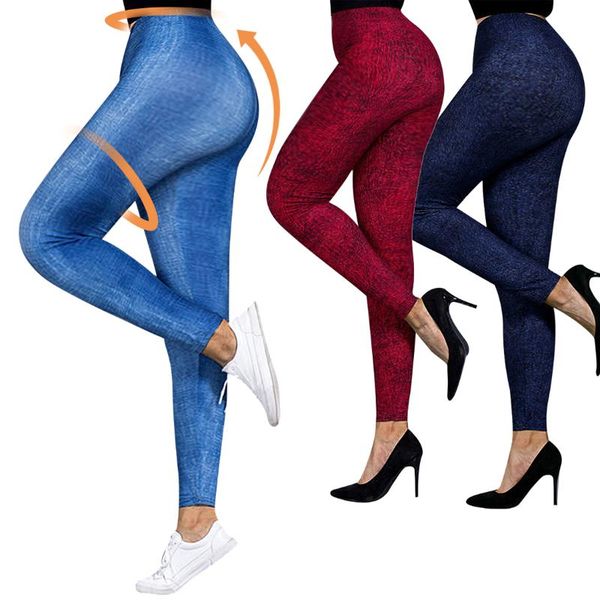

women's leggings faux denim jeans long fashion slim women legging gym sporting summer casual trousers pencil pants, Black