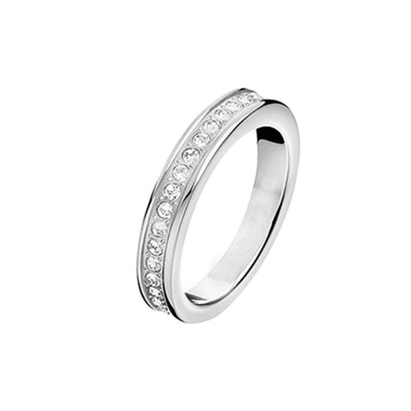 Gioielli di lusso Love ouples Anelli Titanium Stainless One Line Stone Wedding Band Ring per donna Uomo Gioielli Taglia 5-11