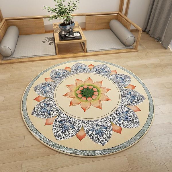 

carpets fashion chinese style round carpet meditation yoga buddha hall lotus hanging basket swivel chair floor mat