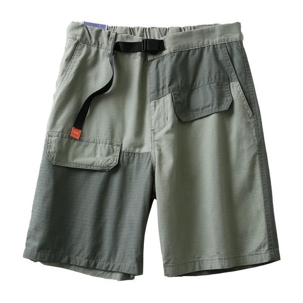 

men's shorts 100% cotton military style khaki cargo short men casual elastic waist with buckle belt multi bag armygreen fashion hombre, White;black