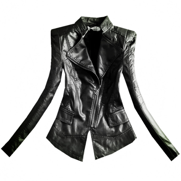 

women's jackets plus size 4xlwomen black slim cool lady pu leather sweet female basic zipper outwear coat, Black;brown
