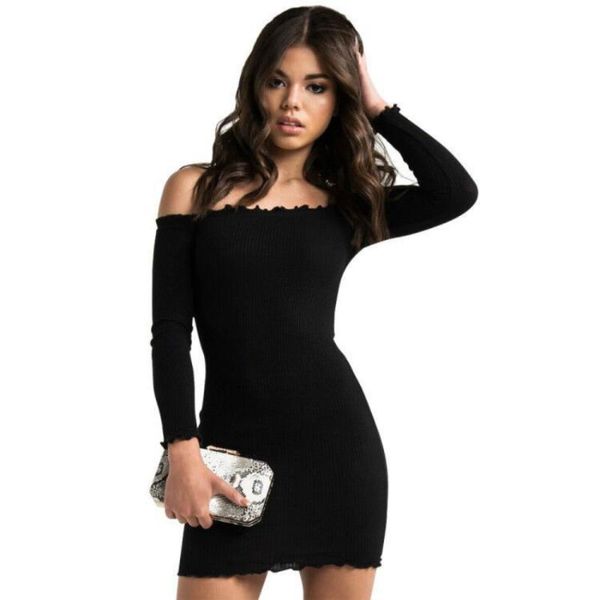 

casual dresses tube wrapped hip dress autumn style chest slim fit, Black;gray