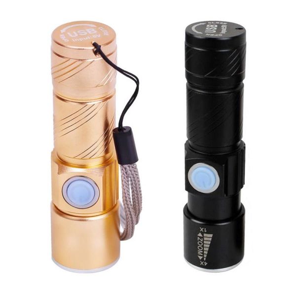 

mini usb rechargeable waterproof led torch cycling camping emergency zoomable bicycle light flashlights torches