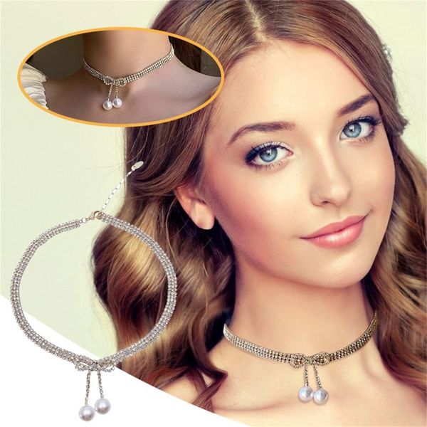 

chokers creative necklace clavicle chain fashion dreamy metal transparent ladies jewelry pendant gift pearl, Golden;silver