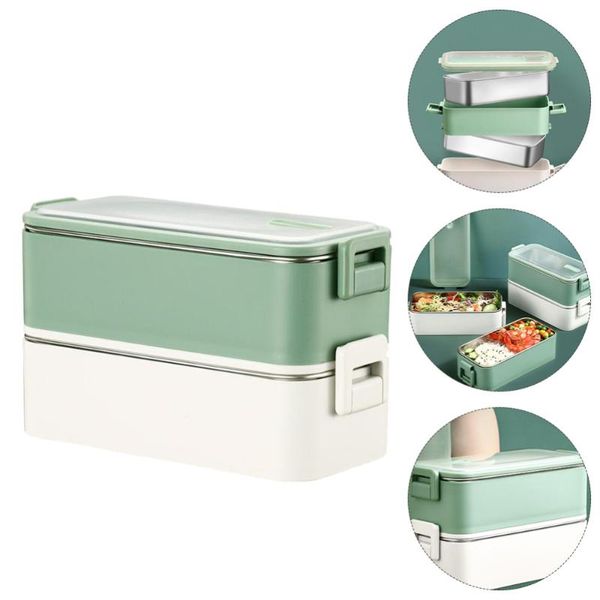

dinnerware sets japanese style office worker bento box stainless steel double layer