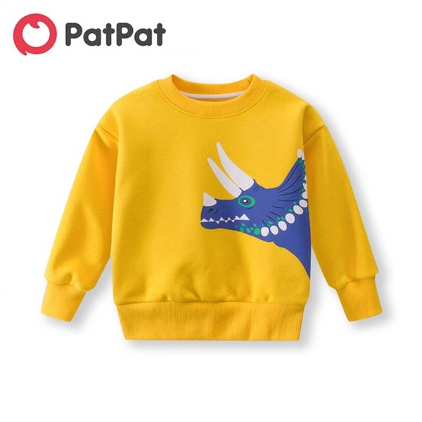 Primavera e outono elegante desenho animado animal dinossauro suéter para crianças menino camisola roupas 210528