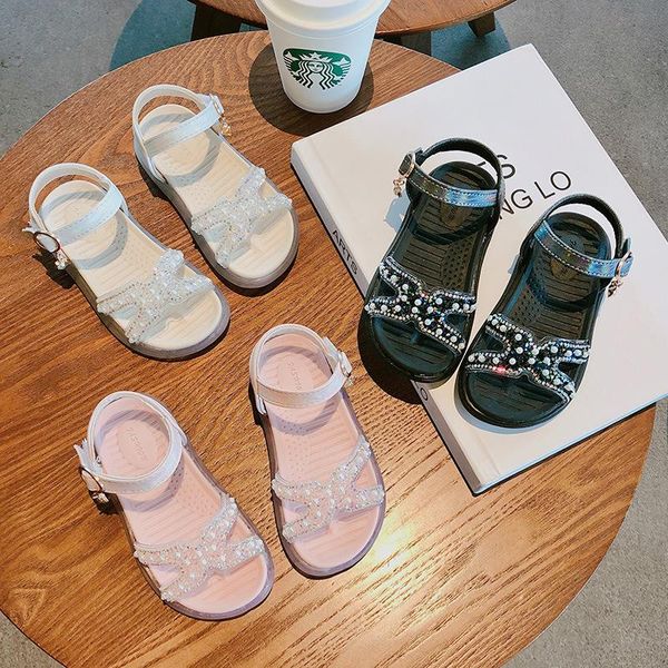 

baby summer shoes 1-6 years girls beading rhinestone sandals first walkers toddler princess bow dress size 21-30, Black;red