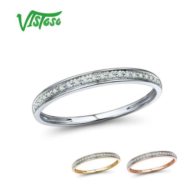 

vistoso genuine 14k white/yellow/rose gold rings for lady shiny diamond engagement anniversary simple style eternal fine jewelry, Slivery;golden
