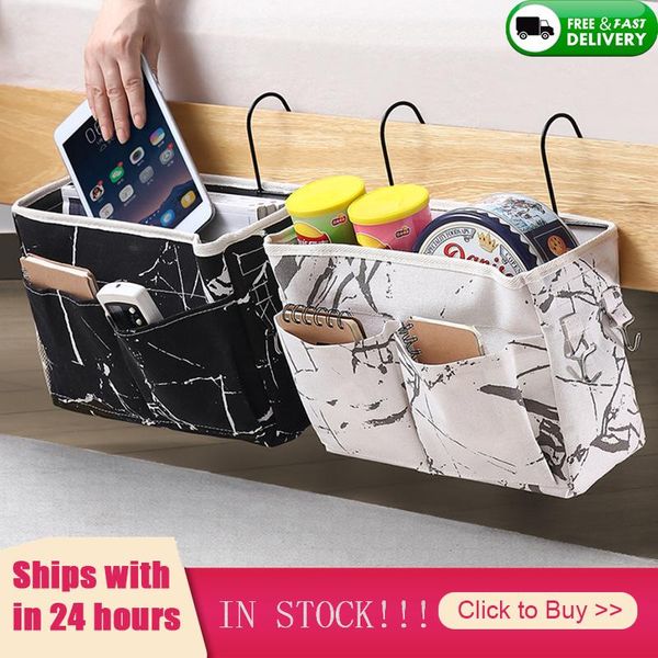 

bedside storage organizer bed desk bag sofa tv remote control hanging caddy couch holder pockets hooks & rails