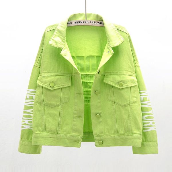 

spring letter printing denim jacket women streetwear loose long sleeve harajuku coat female fashion washed jeans women's jackets, Black;brown