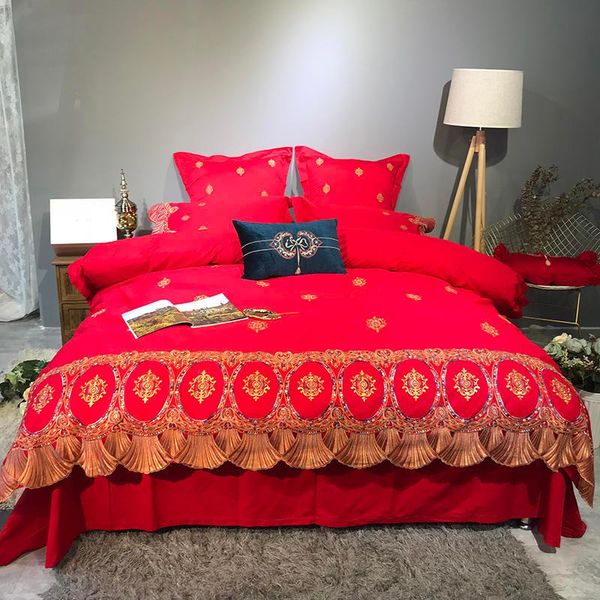 

bedding sets egyptian cotton embroidery bedsheet set quilt/duvet cover bed pillowcase luxury  4pieces size king