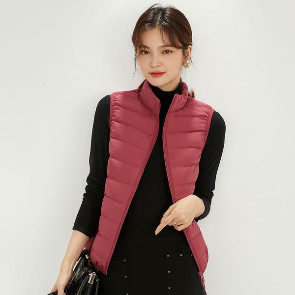 

seamls vt 2021 women's lightweight short waistcoat inner liner down et outer autumn coat, Black;white