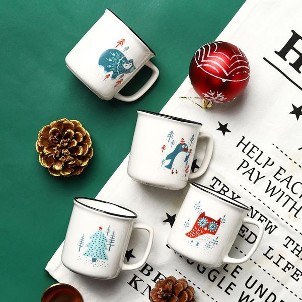 

mugs nordic santa mug creative reusable coffee cartoon unique ceramic print cute white kubek ceramiczny bar supplies de50