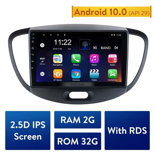 2din Android 10.0 Car dvd Radio Sistema di navigazione GPS per il 2012 Hyundai I10 versione alta con supporto touchscreen HD Carplay