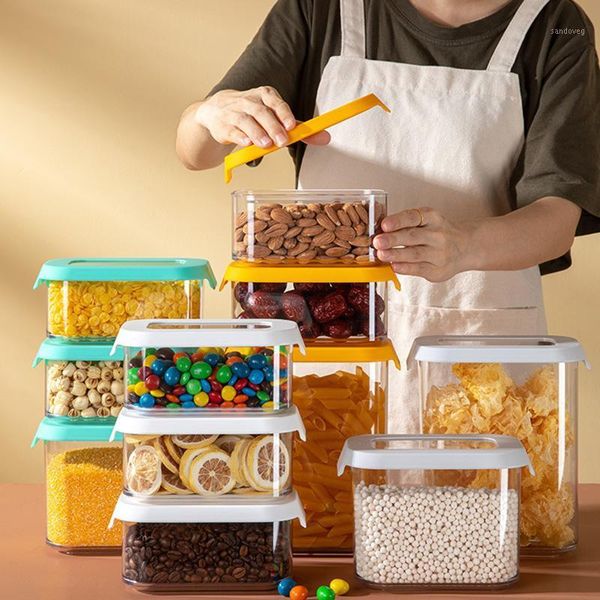 

storage bottles & jars household kitchen fresh-keeping square sealed tank durable clear box js23