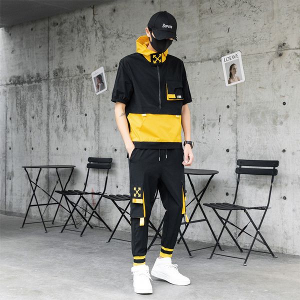 

tracksuits sport suit fashion classic summer 2021 thin couple short sleeve capris two piece student net red same men's and women's, Gray