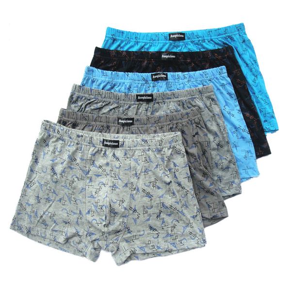 

5pcs/lot mens underwear 110kg large size 100% cotton mens mid-rise loose and comfortable boxer, Black;white