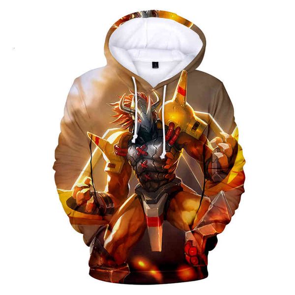 

women's hoodies & sweatshirts autumn/winter man/woman long sleeve wear anime polyester digimon adventure wargreymon 3d moletons kkqa, Black