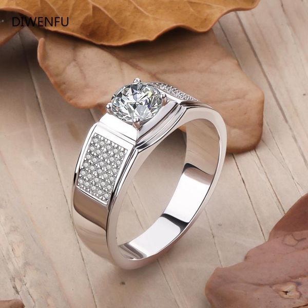 

cluster rings real s925 sterling silver natural diamond for men fine solid 925 jewelry anillos mujer bizuteria luxury ring, Golden;silver