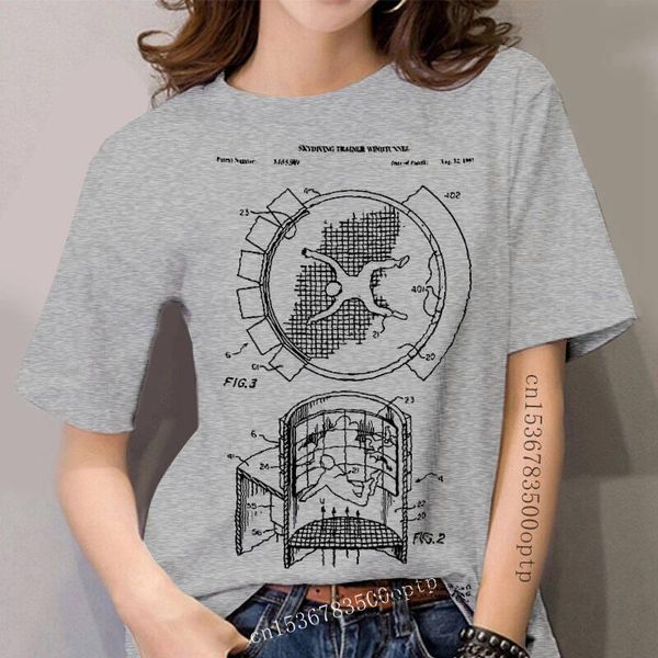 

women's t-shirt indoor skydiving simulator patent print tee image, White