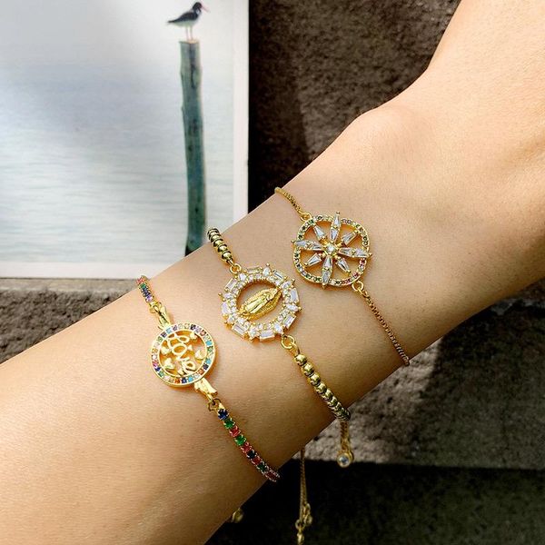 

luxury jewelry love letter exaggerated bracelet virgin six-pointed star accessories gift for women charm bracelets, Golden;silver