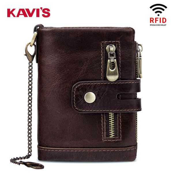 

bags wallet backpack men's leather rfid anti theft brush multi card crazy horse kavis, Black;red