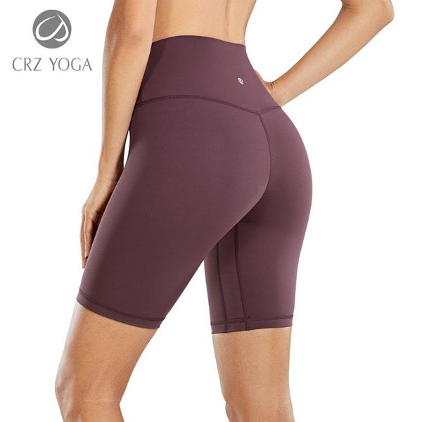 

running shorts crz yoga women's naked feeling high waisted athletic for women workout biker - 8 inches, Black;blue