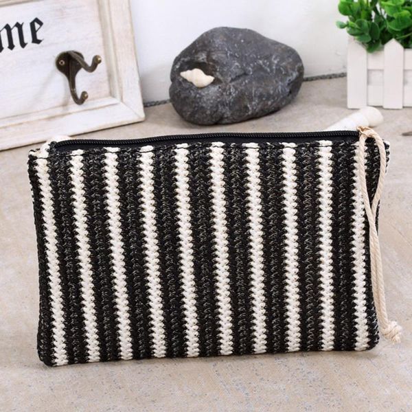 

wallets bohemia straw clutch purses woman beach rattan bag elegant female braided wallet ladies stripe summer knitted envelope 2021, Red;black