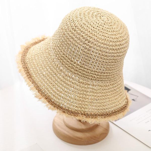 

fashion women straw hats uv protection sun visor beach visors foldable female summer hat chapeau femme wide brim, Blue;gray