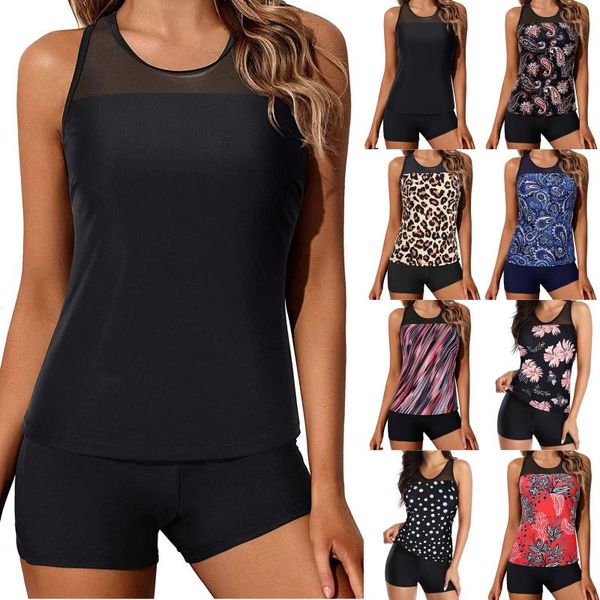 

women's swimwear women tankini swimsuit tummy control with shorts two piece bathing suit, White;black