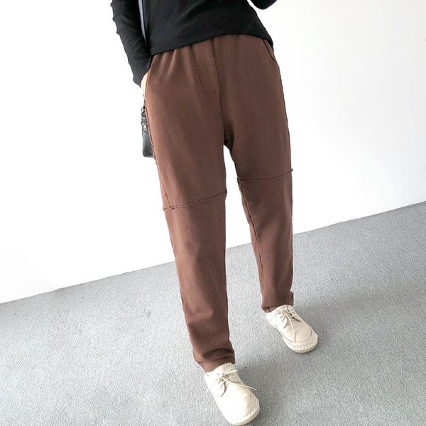 

women's pants & capris yoyikamomo cotton women winter elastic waist solid color 2021 autumn fleece casual black warm leisure thick, Black;white