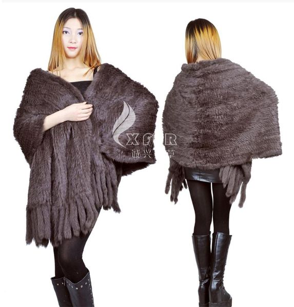 

scarves cx-b-14b genuine fur shawl with tassels ~ drop, Blue;gray