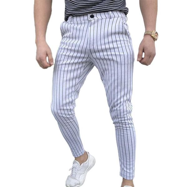 

men's suits & blazers striped printed casual pants fomal party dress pocket slimming trousers, White;black