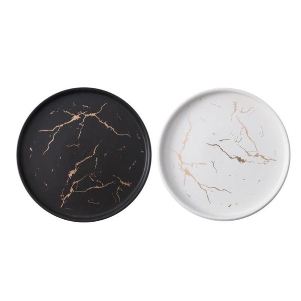 

dishes & plates marble ceramic round steak dinner el black striped kitchen utensils porcelain creative nordic dessert snack