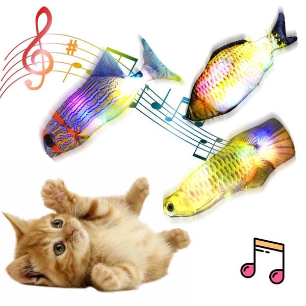 

electronic pet cat toy fish usb charging simulation dancing jumping moving with music led lights toys