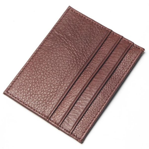 

card holders 4 colors genuine leather zipper business holder wallet handmade, Brown;gray