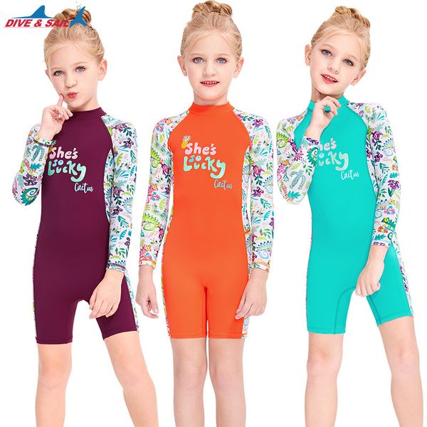 

& sail new children's dive sunscreen one-piece swimsuit beach long sleeve quick drying scuba suit, White;black