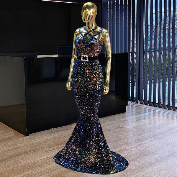 Multi lantejoulas de cor formal vestidos de noite saudita arábia longa vestidos de baile feito sob encomenda feitos vestes festa noite desgaste 2021 Dubai Pageant vestido