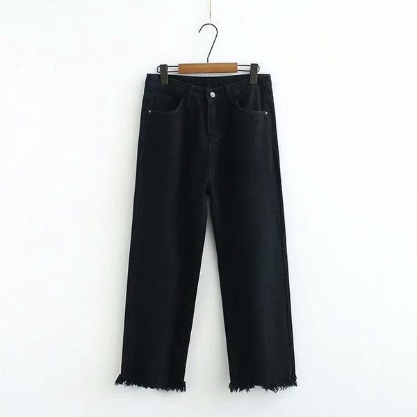 

women's jeans plus size xl-4xl black straight casual ankle denim pants, Blue