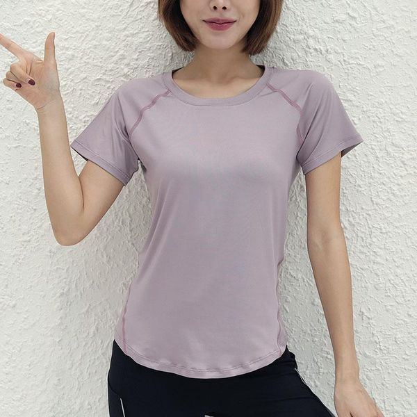 

yoga outfit ladies fitness running quick-drying breathable reflective sports short sleeve t-shirt seamless workout white black women