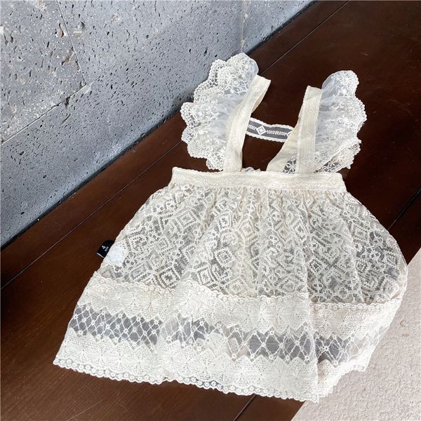 

new 2021 spring baby girls lace apron dress korean style children clothes ruffles toddlers kids princess smock dresses, Red;yellow