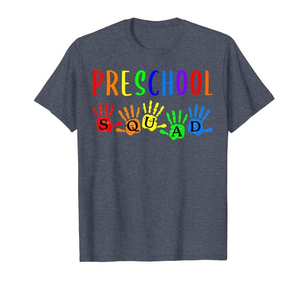 

back to school preschool teacher squad handprints t-shirt, White;black