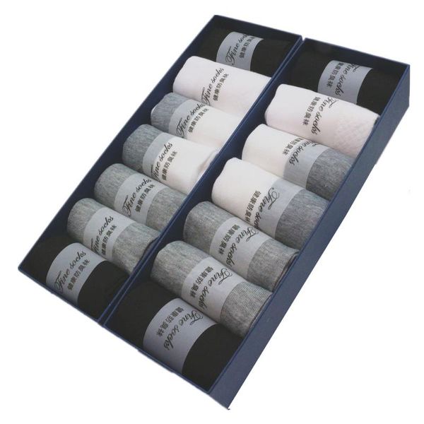 

men bamboo fiber socks breathable compression long business casual male large size 6 pairs/lot men's, Black