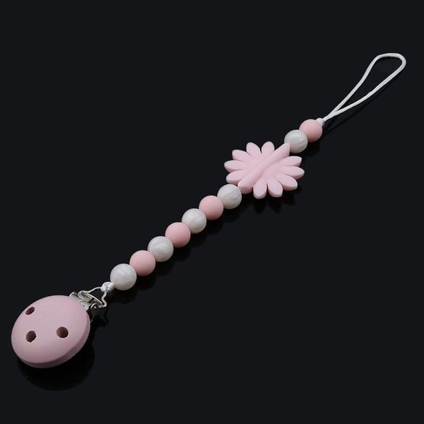 

pacifiers# 1pcs silicone personalised name baby pacifier clips beads flower chain holder shower gift teether ho