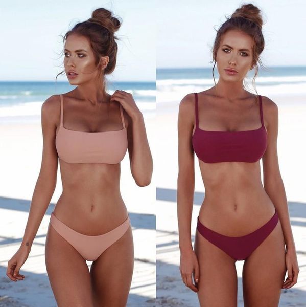 

women's swimwear bikini set two piece swimsuit bikinis women solid biquini female swimming suit beachwear bathing, White;black