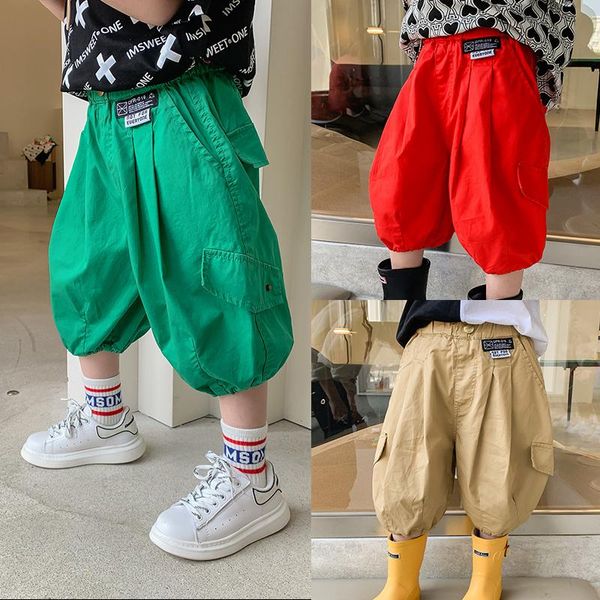 

children's pants baby boys casual thin cropped summer 2021 fashion style for older children trousers, Blue