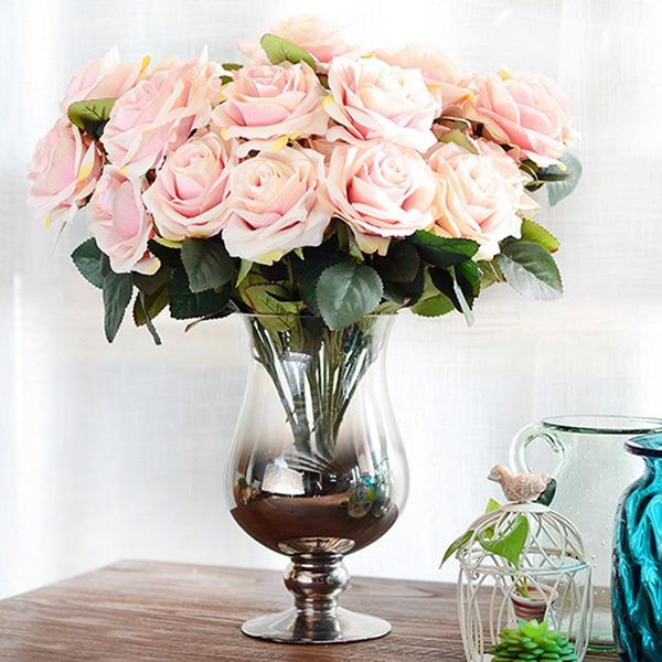 

heads rose artificial flower big bouquet silk for wedding home party decoration fake fall decorative flowers & wreaths