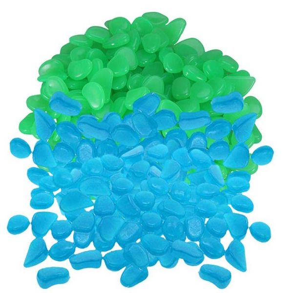 

decorations 400 pcs glowing pebbles glow in the dark stones rocks luminous cobblestones or garden walkways decoration (blue green)