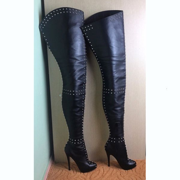 

boots shoes in high heels boots black and round women's club size 5-15 tmiz